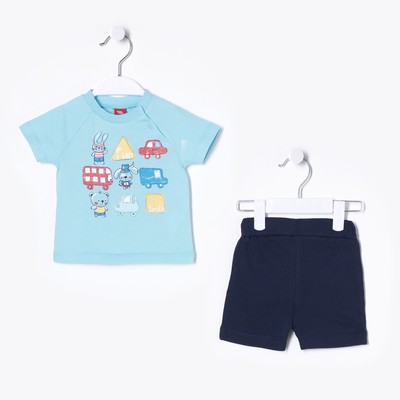 Комплект детский (футболка, шорты), рост 80 см, цвет голубой