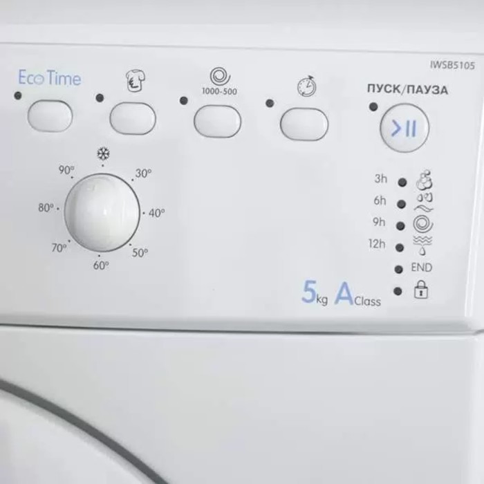 Стиральная машина Indesit IWSB 5105 (CIS), класс A, 1000 об/мин, до 5 кг, белая - фото 51506085