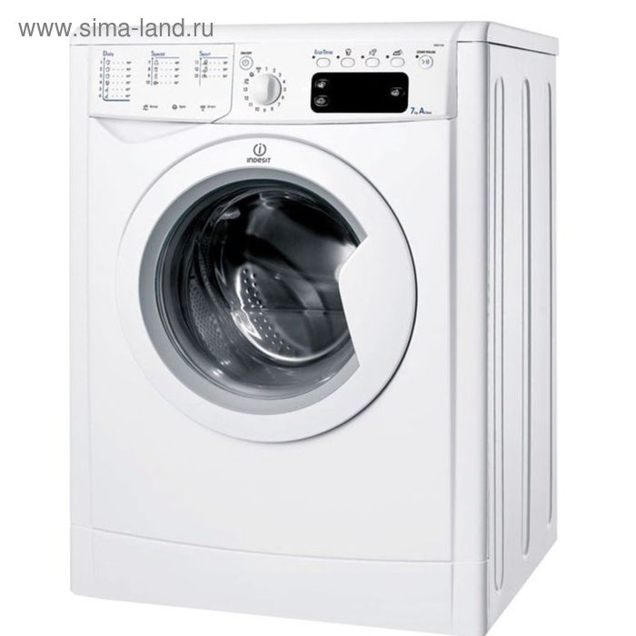 Стиральная машина Indesit IWE 7105 B, класс A, 1000 об/мин, 7 кг, белая - Фото 1