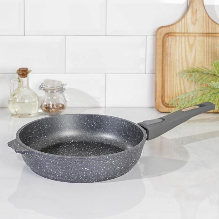 Сковорода Мечта «Гранит», d=24 см, съёмная ручка, антипригарное покрытие, алюминий, серая - Фото 1