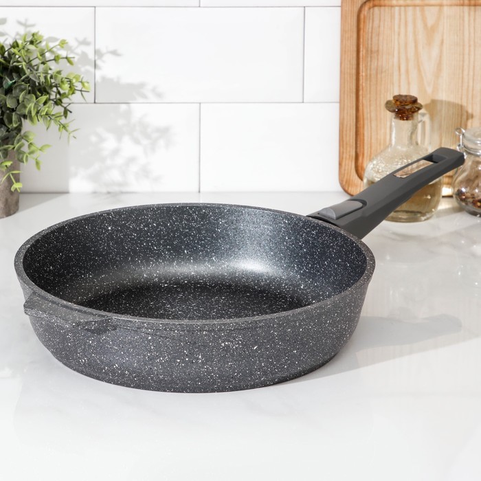 Сковорода Мечта «Гранит», d=28 см, съёмная ручка, антипригарное покрытие, литой алюминий, серая - Фото 1