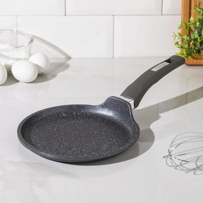Сковорода блинная Мечта «Гранит», d=20 см, пластиковая ручка, антипригарное покрытие, литой алюминий, серая