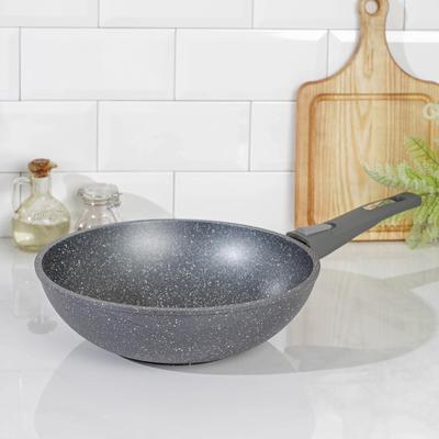 Сковорода - вок Мечта «Гранит», d=28 см, съёмная ручка, антипригарное покрытие, литой алюминий, серая