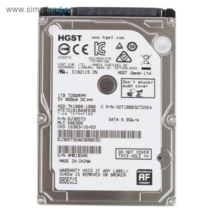 Жесткий диск HGST 1Tb Travelstar 7K1000 (HTE721010A9E630) SATA-III - Фото 1