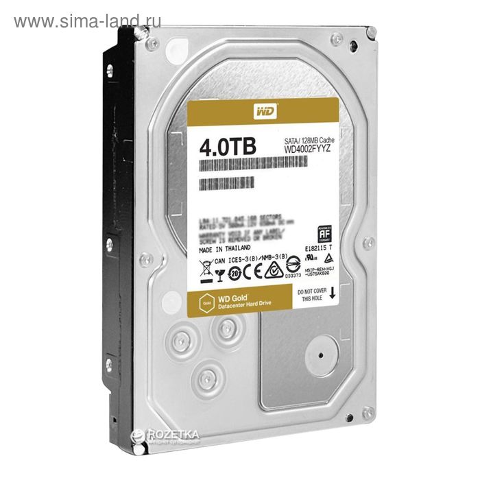 Жесткий диск WD SATA-III 4Tb WD4002FYYZ Gold (7200rpm) 128Mb 3.5" - Фото 1