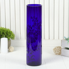 ваза "Цилиндр" d 80*h 300 мм. из синего стекла (ручная роспись) рис. № 8 (Бел.) - Фото 2