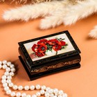 Шкатулка для украшений «Маки в вазе», 6×9 см, лаковая миниатюра - Фото 1