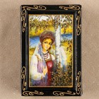 Шкатулка «Девушка у берёзки», 6×9 см, лаковая миниатюра - Фото 2