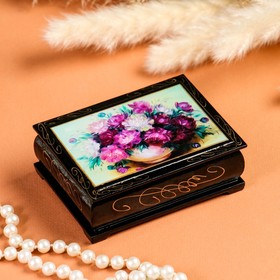 Шкатулка «Цветы», 8×10 см, лаковая миниатюра