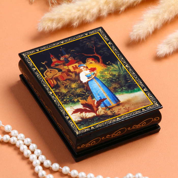 Шкатулка «Аленький цветочек», 10×14 см, лаковая миниатюра - фото 1906859767