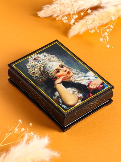 Шкатулка для украшений «Царевна», 10×14 см, лаковая миниатюра