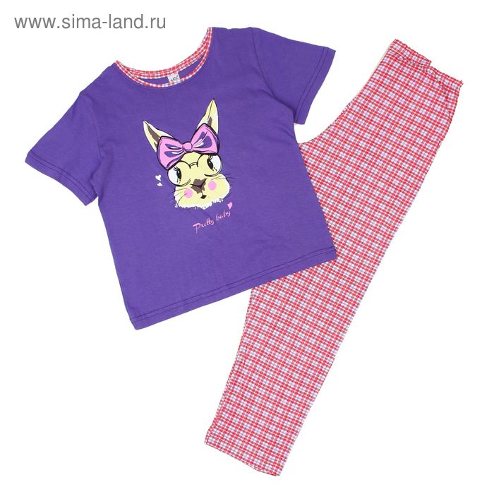 Пижама для девочек, рост 134-140 см, цвет фиолетовый - Фото 1