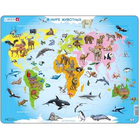 Пазл «Карта мира с животными», 28 деталей (A34)
