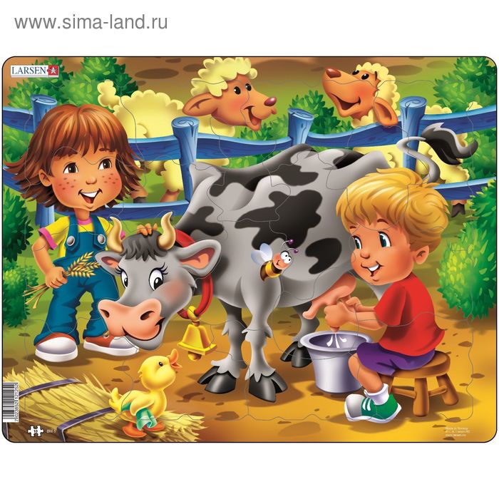 Пазл «Дети на ферме. Корова», 18 деталей (BM5) - Фото 1