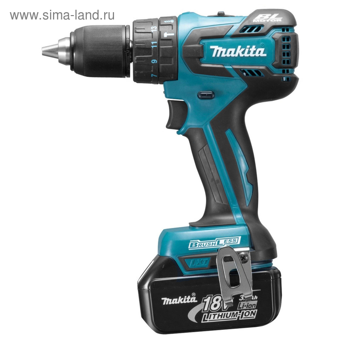 Дрель-шуруповерт Makita DHP 459 RFE, б/щет,18В,2х3Ач,БЗП-13мм,0-400/1500об/м - Фото 1