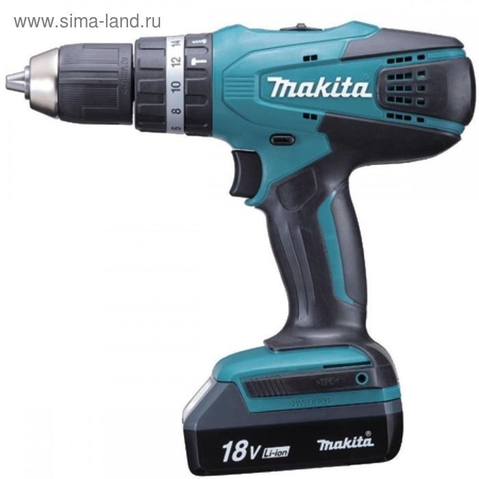 Дрель-шуруповерт Makita НР 457 DWE, 18В,2х1.5Ач,БЗП-13мм,0-400/1400об/м - Фото 1