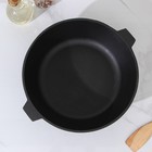 Сковорода чугунная, 4 л, d=28 см, с двумя ушками, бакелитовая ручка, алюминиевая крышка, цвет чёрный - Фото 2