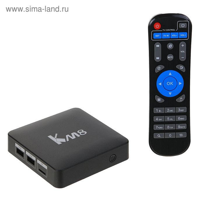 Приставка Смарт ТВ INVIN KM8, Android, 4K, Wi-Fi, HDMI-кабель, черная - Фото 1