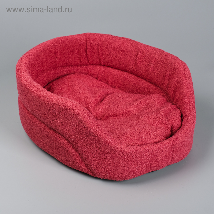 Лежанка овальная, 38 х 25 х 14 см, мебельная ткань, красная - Фото 1