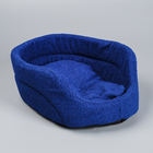 Лежанка овальная, 38 х 25 х 14 см, мебельная ткань, синяя - Фото 1