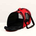 Сумка - переноска для животных, 40×25×28 см, 2 входа, красная - Фото 3