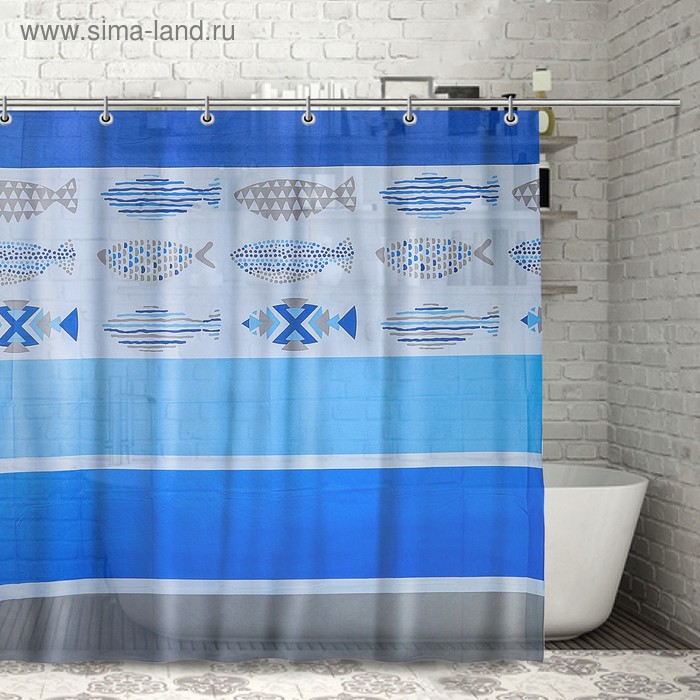 Штора для ванны Доляна «Рыбки», 180×180 см, EVA - Фото 1