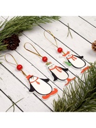 Ёлочная игрушка «Пингвинчики в шапочках», односторонняя, МИКС - Фото 3