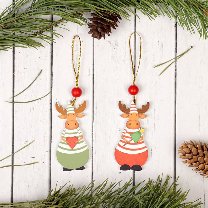 Елочная игрушка «Олень Рудольф», односторонняя, МИКС - Фото 1