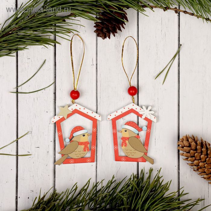 Елочная игрушка «Птичка у кормушки», МИКС - Фото 1