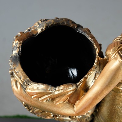Фигура с кашпо «Лесная фея», 1 л, 36×85×23 см, гипсовая, цвет бронзовый