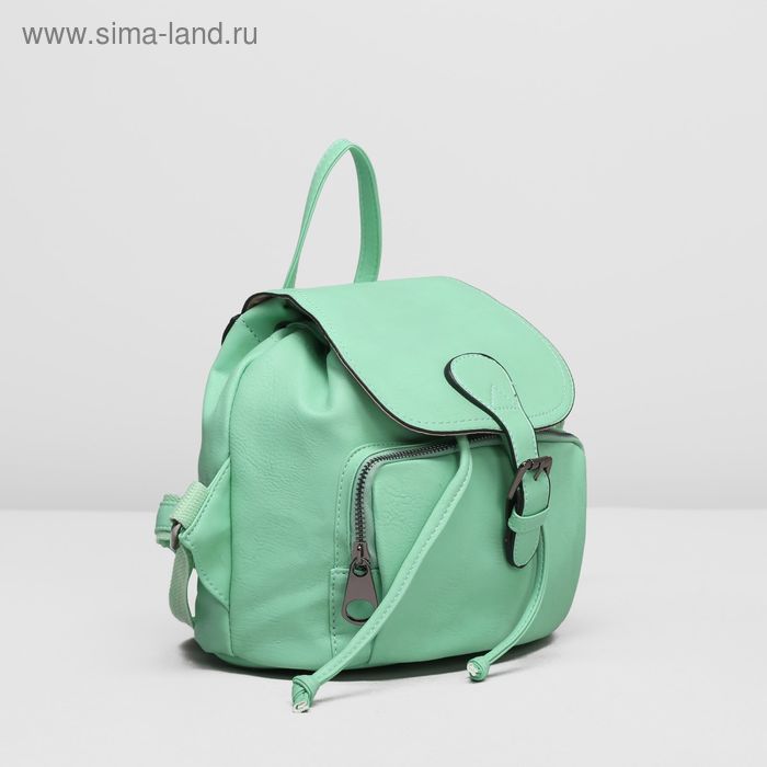 Рюкзак молодёжный на шнурке, 1 отдел, наружный карман, цвет зелёный - Фото 1