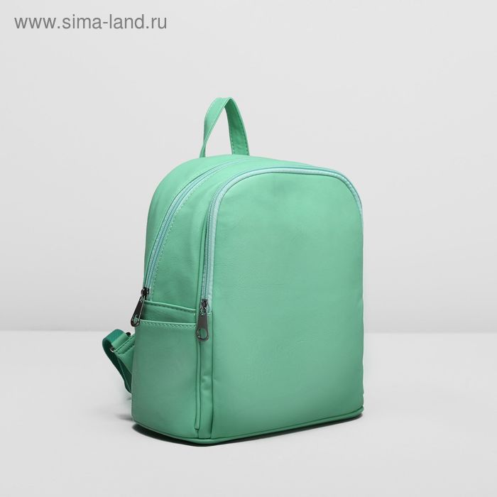 Рюкзак молодёжный на молнии, 2 отдела, 2 наружных кармана, цвет зелёный - Фото 1