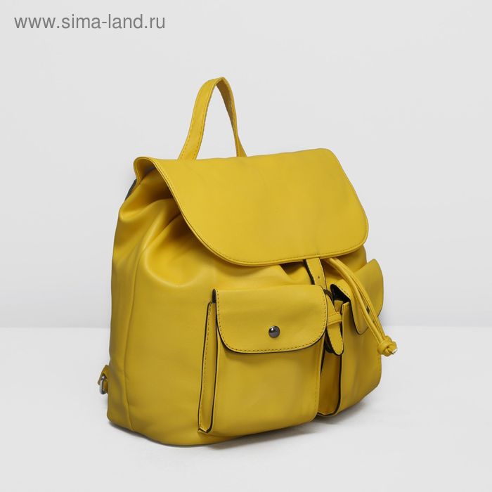 Рюкзак молодёжный на шнурке, 1 отдел, 2 наружных кармана, цвет жёлтый - Фото 1