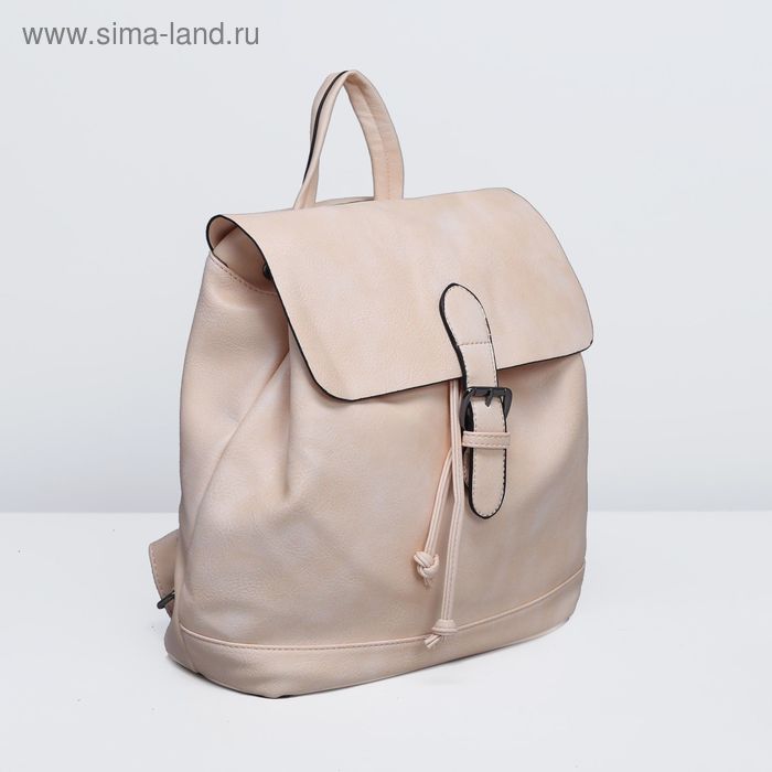 Рюкзак на стяжке шнурком, 1 отдел, наружный карман, цвет светло-бежевый - Фото 1