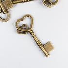 Декор металл для творчества "Ключ с двойным сердцем" под латунь (Е4335) 4х2 см - Фото 2
