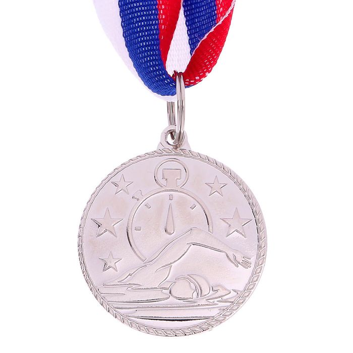 Медаль тематическая «Плавание», серебро, d=3,5 см - фото 1906860148