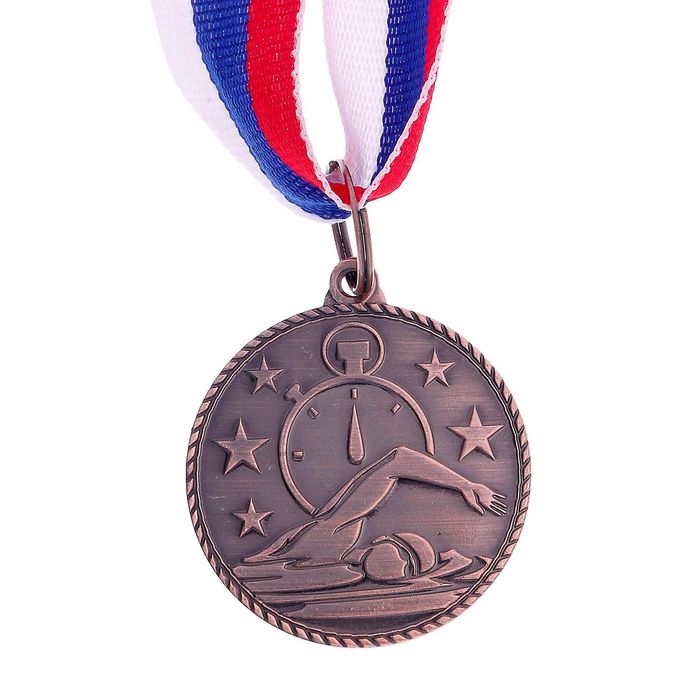 Медаль тематическая «Плавание», бронза, d=3,5 см - фото 1906860153