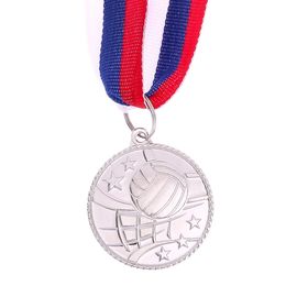 Медаль тематическая «Волейбол», серебро, d=3,5 см