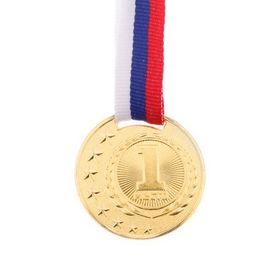 Медаль призовая 064 диам 4 см. 1 место. Цвет зол. С лентой