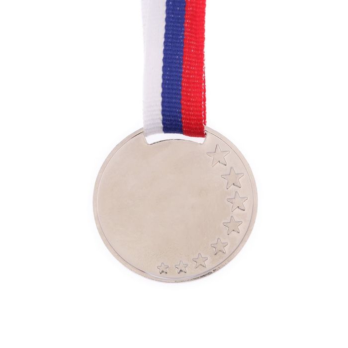 Медаль призовая 064 диам 4 см. 2 место. Цвет сер. С лентой - фото 1906860160