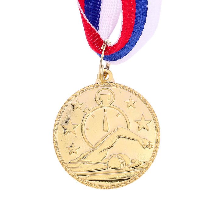 Медаль тематическая «Плавание», золото, d=3,5 см - фото 1906860186