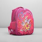 Рюкзак школьный на молнии, светоотражающий, 3 отдела, 2 наружных кармана, цвет розовый - Фото 2