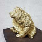 Свеча на деревянной подставке "Медведь Золотой" - Фото 1