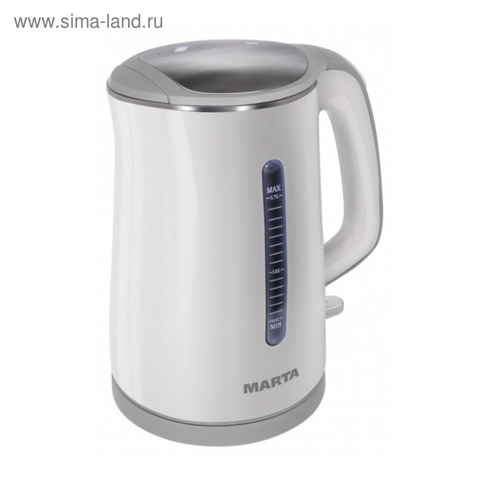 Чайник электрический Marta MT-1065, пластик, 1.7 л, 1700 Вт, белый - Фото 1