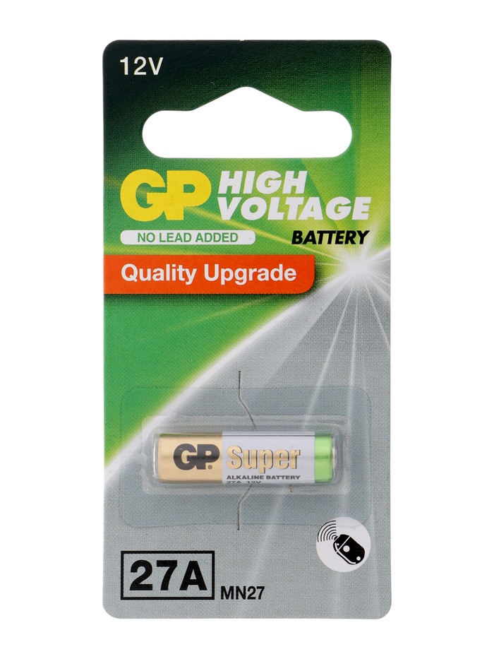 Батарейка алкалиновая GP Mercury Free, А27 (27A, MN27)-1BL, 12 В, блистер, 1 шт. - Фото 1