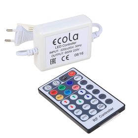 Контроллер Ecola для RGB ленты 14 x 7 мм, IP68, 220 В, 600 Вт, пульт ДУ