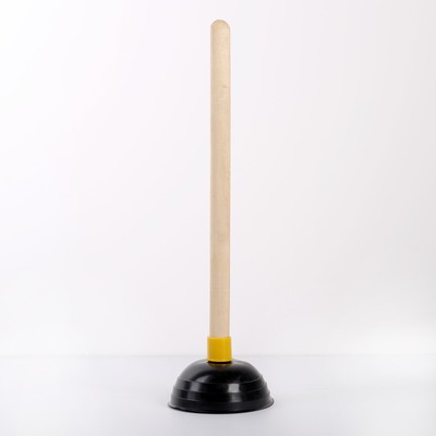 Вантуз с длинной ручкой, d=13 см, h=40 см, деревянная рукоять, цвет МИКС
