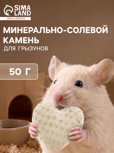 Минерально-солевой камень для грызунов «Земляника», 50 г, белый