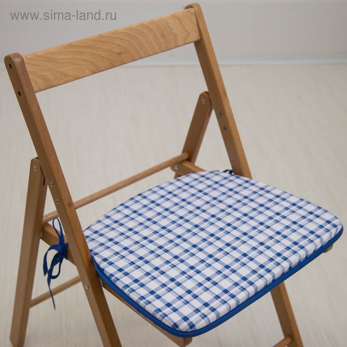 Подушка на стул «Синяя клетка», 41 х 36 х 3 см - Фото 1