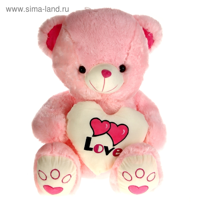 Мягкая игрушка "Медведь" с сердцем розовый - Фото 1